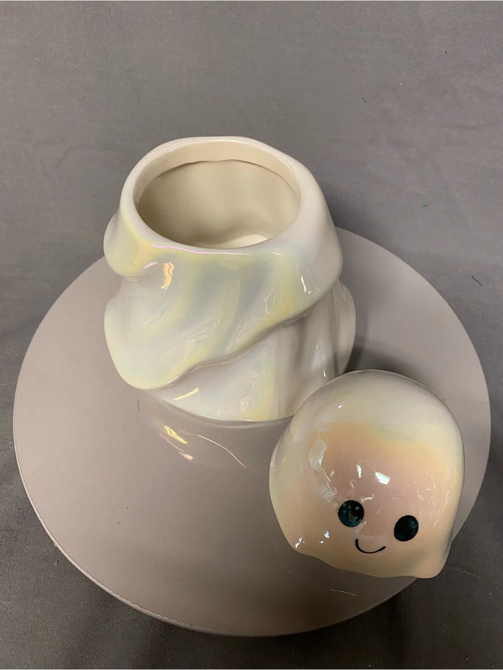 2024 Target Halloween Iridescent White Ghost Ceramic Jar
